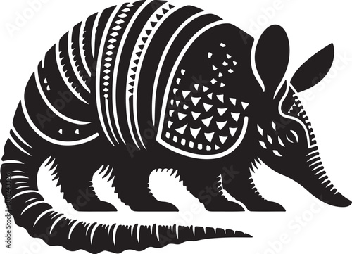 Armadillo Silhouette Vector Art on White Background - Armored Mammal Icon Design

