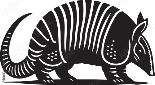 Armadillo Silhouette Vector Art on White Background - Armored Mammal Icon Design

