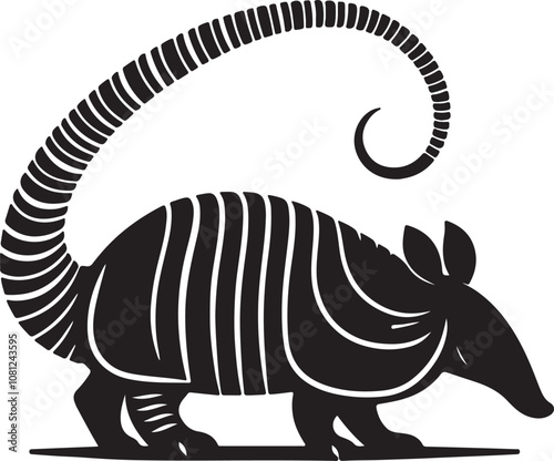 Armadillo Silhouette Vector Art on White Background - Armored Mammal Icon Design

