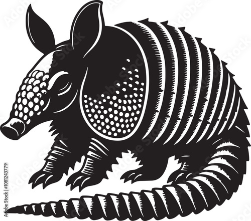 Armadillo Silhouette Vector Art on White Background - Armored Mammal Icon Design

 photo