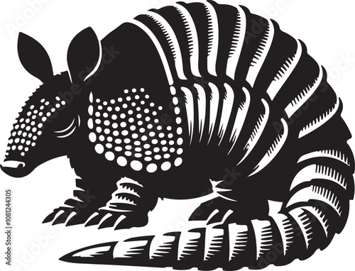 Armadillo Silhouette Vector Art on White Background - Armored Mammal Icon Design

 photo