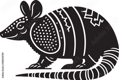 Armadillo Silhouette Vector Art on White Background - Armored Mammal Icon Design

