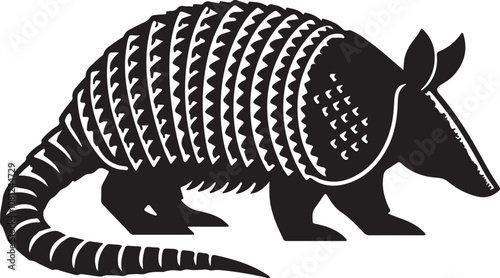 Armadillo Silhouette Vector Art on White Background - Armored Mammal Icon Design

