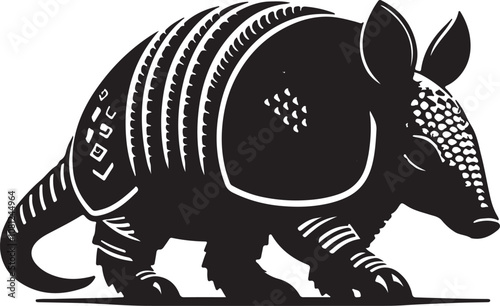Armadillo Silhouette Vector Art on White Background - Armored Mammal Icon Design

