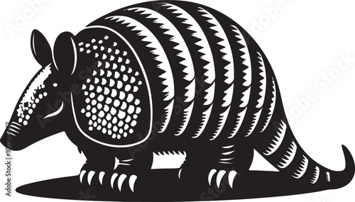 Armadillo Silhouette Vector Art on White Background - Armored Mammal Icon Design

