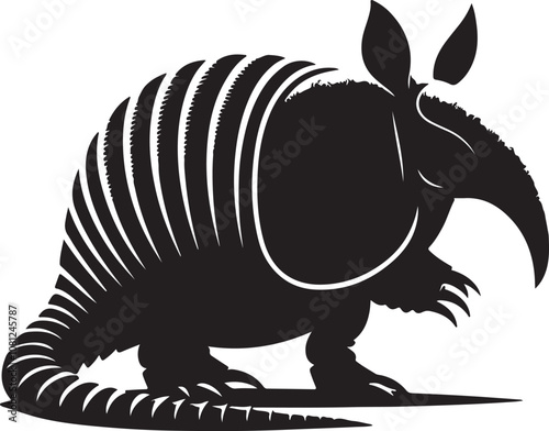 Armadillo Silhouette Vector Art on White Background - Armored Mammal Icon Design

