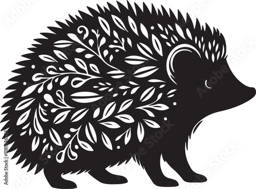 Hedgehog Silhouette Vector Art on White Background - Adorable Spiky Animal Icon Design

