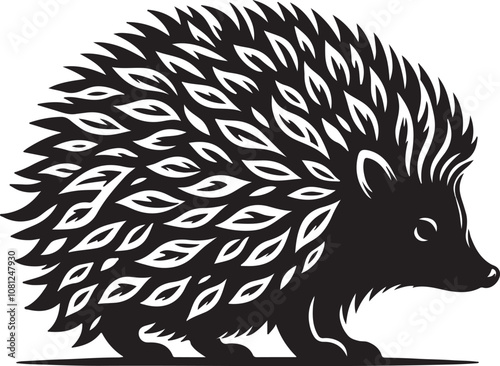 Hedgehog Silhouette Vector Art on White Background - Cute Forest Animal Icon Design

