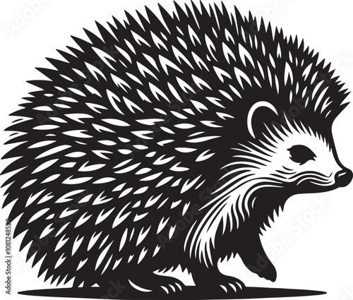 Hedgehog Silhouette Vector Art on White Background - Cute Forest Animal Icon Design

