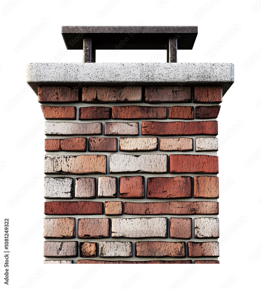 Naklejka premium Wall-shaped chimney on a white background. isolated background.