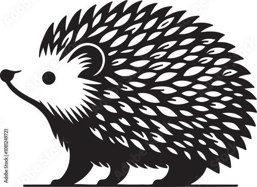 Hedgehog Silhouette Vector Art on White Background - Cute Forest Animal Icon Design

