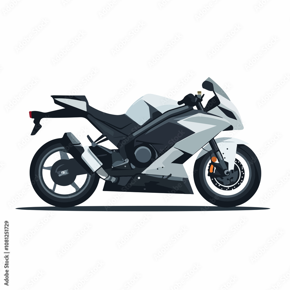 Flat Motorcycle Illustration with Shadow Vector Art Flat Motorcycle Illustration with Shadow Vector Art