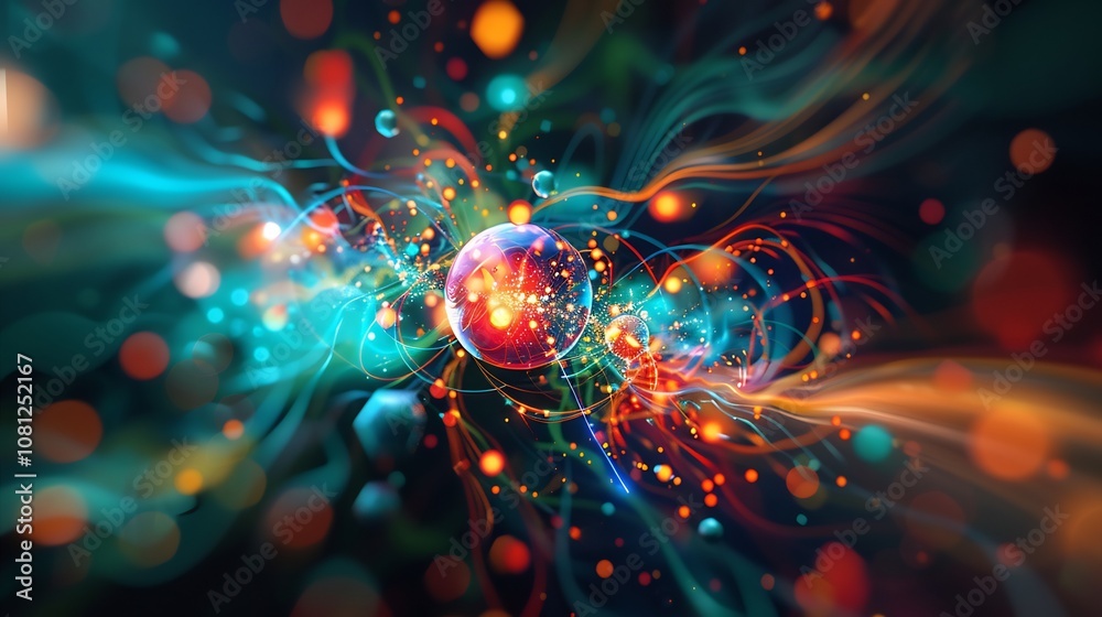 Vibrant visualization of quarks within a proton highlighting their interactions and dynamics Vibrant visualization of quarks within a proton highlighting their interactions and dynamics