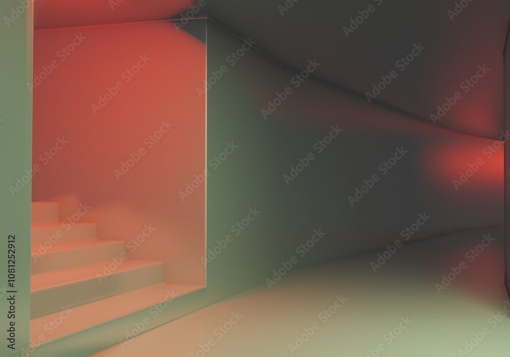 Fototapeta premium Surreal Liminal Space Scene 3d render illustration