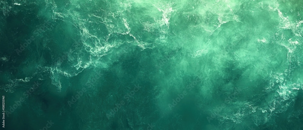 Aerial view of turbulent ocean water in shades of green and blue. Aerial view of turbulent ocean water in shades of green and blue.