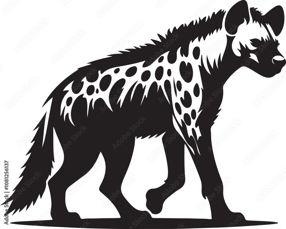 Obraz premium Hyena Silhouette Vector Art on White Background - Wild Scavenger Animal Icon Design
