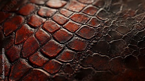 Brown Crocodile skin texture, detailed close-up of crocodile skin photo