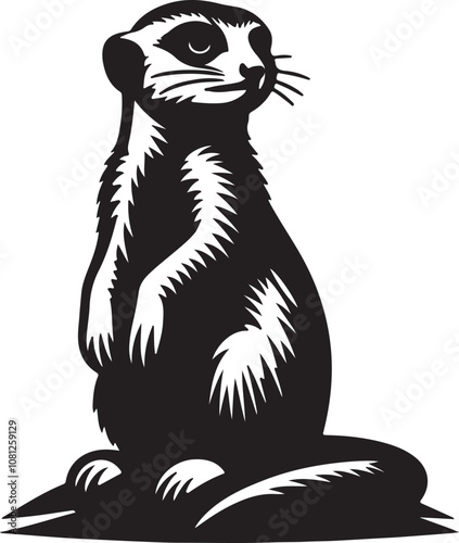 Meerkat Silhouette Vector Art on White Background - Alert Desert Animal Icon Design

