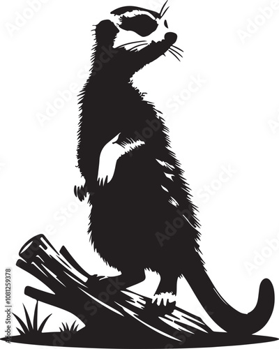 Meerkat Silhouette Vector Art on White Background - Alert Desert Animal Icon Design

