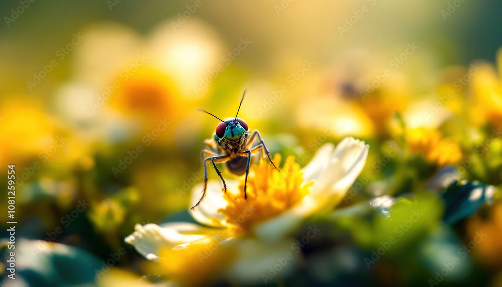 Miniature people interacting with oversized flowers and giant insects in a micro-scale world, creating a surreal, whimsical environment Miniature people interacting with oversized flowers and giant insects in a micro-scale world, creating a surreal, whimsical environment