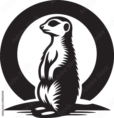 Meerkat Silhouette Vector Art on White Background - Alert Desert Animal Icon Design

