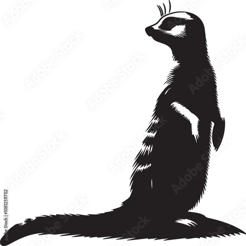 Meerkat Silhouette Vector Art on White Background - Alert Desert Animal Icon Design

