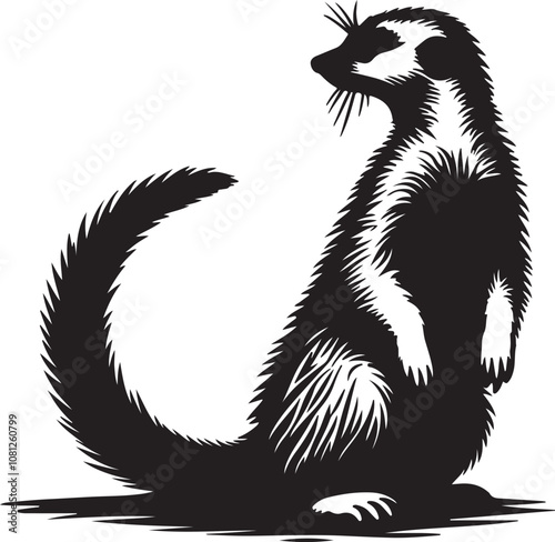 Meerkat Silhouette Vector Art on White Background - Alert Desert Animal Icon Design

