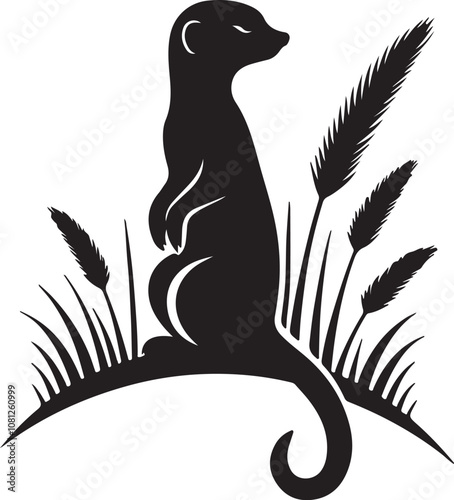Meerkat Silhouette Vector Art on White Background - Alert Desert Animal Icon Design


