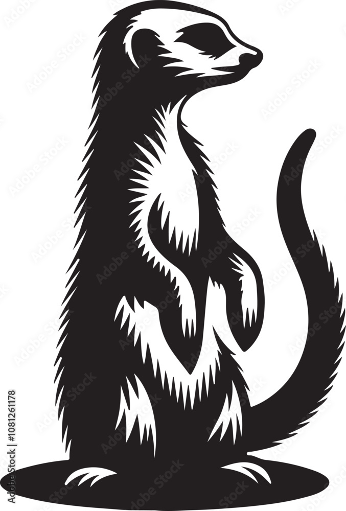 Obraz premium Meerkat Silhouette Vector Art on White Background - Alert Desert Animal Icon Design