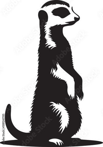 Meerkat Silhouette Vector Art on White Background - Alert Desert Animal Icon Design

