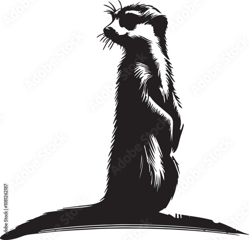 Meerkat Silhouette Vector Art on White Background - Alert Desert Animal Icon Design

