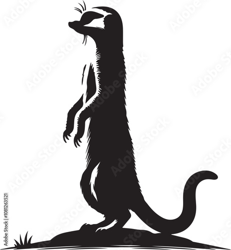 Meerkat Silhouette Vector Art on White Background - Alert Desert Animal Icon Design

