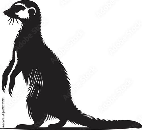 Meerkat Silhouette Vector Art on White Background - Alert Desert Animal Icon Design

