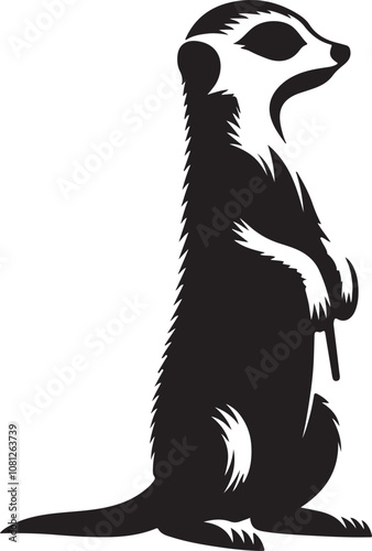 Meerkat Silhouette Vector Art on White Background - Alert Desert Animal Icon Design

