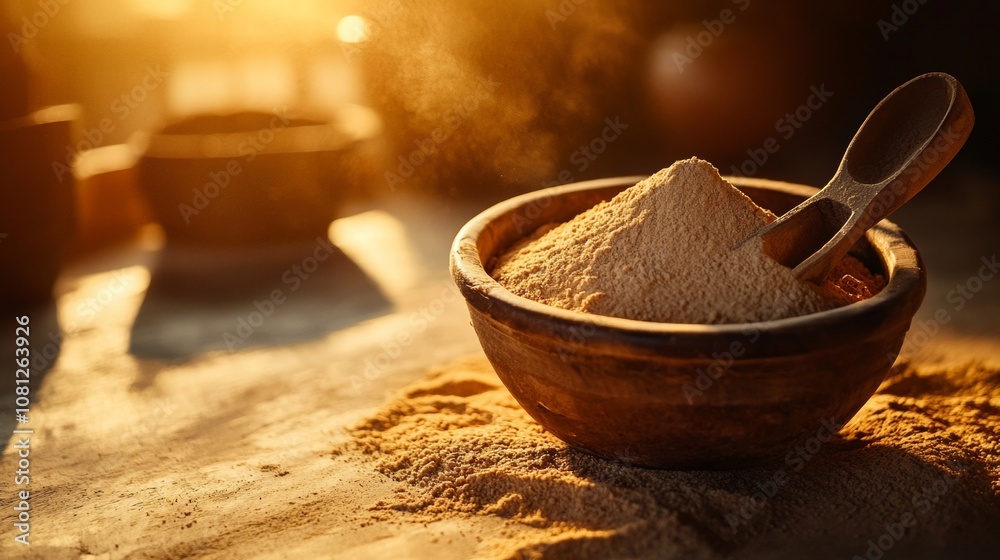 Bowl of Flour in Golden Morning Light Bowl of Flour in Golden Morning Light