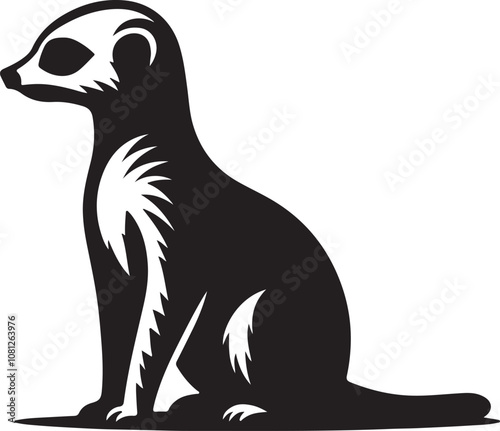 Meerkat Silhouette Vector Art on White Background - Alert Desert Animal Icon Design

