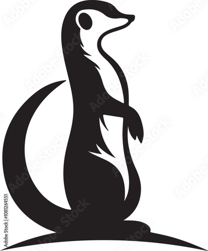 Meerkat Silhouette Vector Art on White Background - Alert Desert Animal Icon Design

