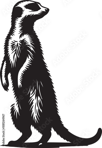 Meerkat Silhouette Vector Art on White Background - Alert Desert Animal Icon Design

