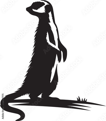 Meerkat Silhouette Vector Art on White Background - Alert Desert Animal Icon Design

