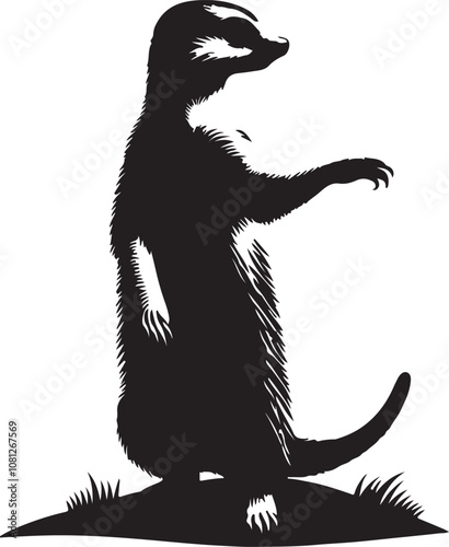 Meerkat Silhouette Vector Art on White Background - Alert Desert Animal Icon Design

