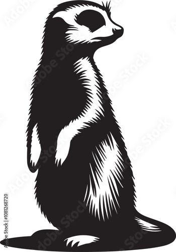Meerkat Silhouette Vector Art on White Background - Alert Desert Animal Icon Design

