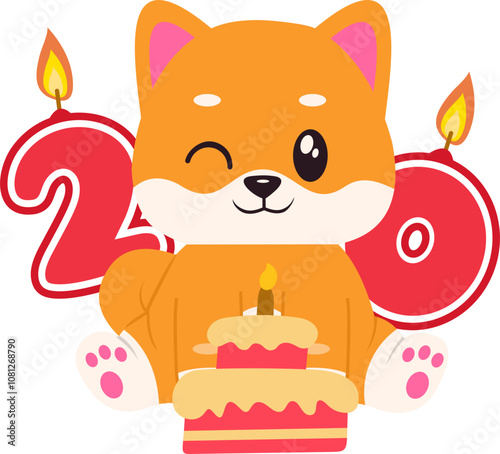 Birthday Animal Cute With Number 20TH