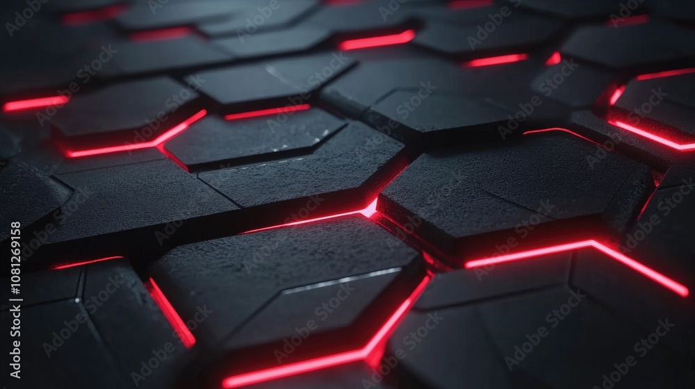 Futuristic Abstract Background with Glowing Red Lines and Hexagonal Patterns Highlighting Modern Technology and Design Aesthetic for Creative Works Futuristic Abstract Background with Glowing Red Lines and Hexagonal Patterns Highlighting Modern Technology and Design Aesthetic for Creative Works