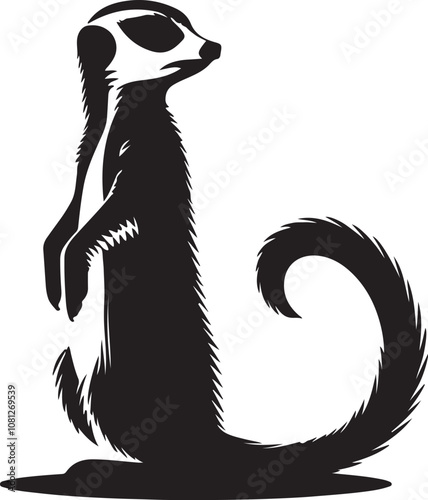 Meerkat Silhouette Vector Art on White Background - Alert Desert Animal Icon Design

