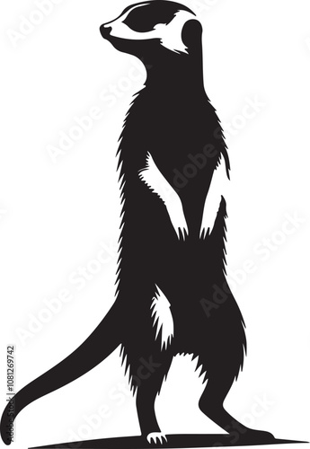 Meerkat Silhouette Vector Art on White Background - Alert Desert Animal Icon Design

