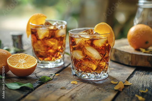 Smoky old fashioned with orange peel garnish.