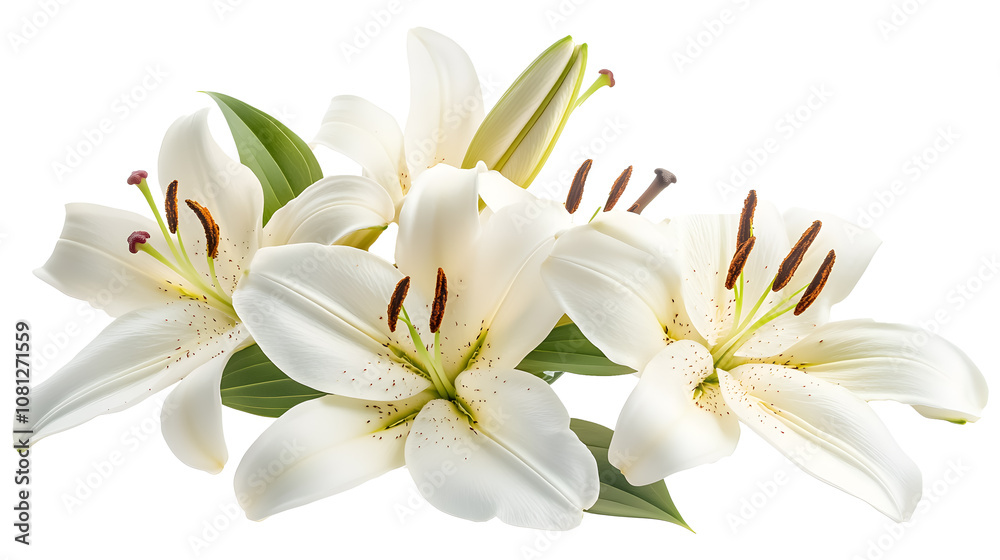 White lilies on a transparent background. isolated background. White lilies on a transparent background. isolated background.