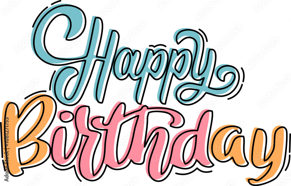 Obraz premium Happy Birthday Lettering Doodle