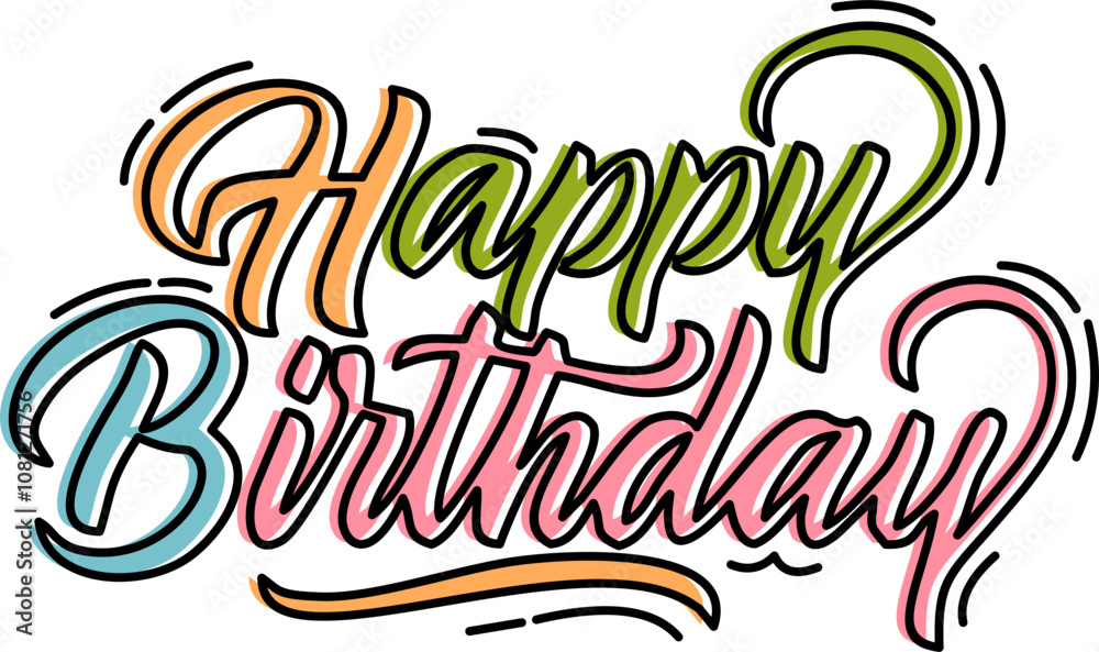 Happy Birthday Lettering Doodle Happy Birthday Lettering Doodle