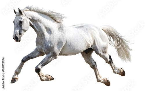 White horse galloping on a transparent background. isolated background. photo